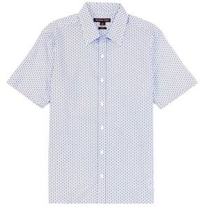Michael Kors Slim-Fit Charm Stripe Short Sleeve Mens Large Blue white